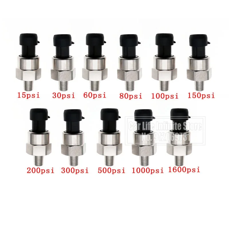 2 Set 1/8npt Dc 5V Olie Gas Luchtdruk Transducer Transmitter Sensor 15/30/60/80/100/150/200/300/500/1000/1600psi
