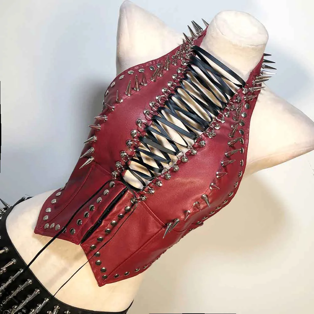 Goth Tops Festival Bra Scene Boho PU leather Black Rave Outfits Grunge Spiked Emo Clothing Gothic Tank Punk Rock Clothes Y2K