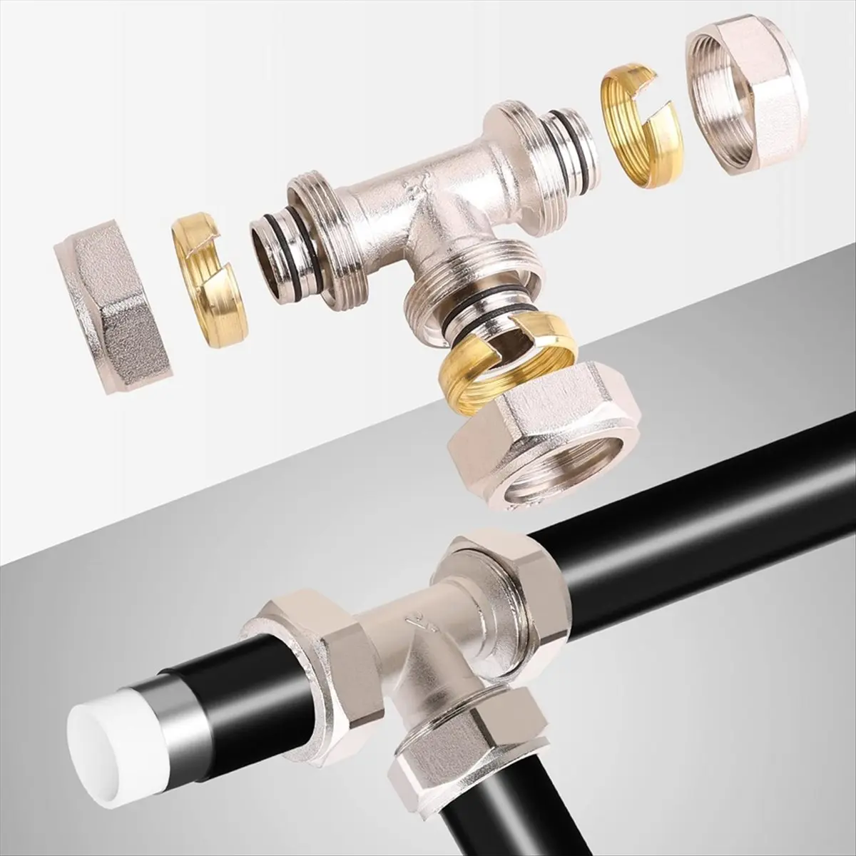 2 قطعة تركيبات أنابيب الهواء المحملة 3/4 بوصة × 3/4 بوصة أنابيب × 3/4 بوصة أنابيب × 3/4 بوصة، ضغط 200 رطل لكل بوصة مربعة، تركيبات خط الهواء #1