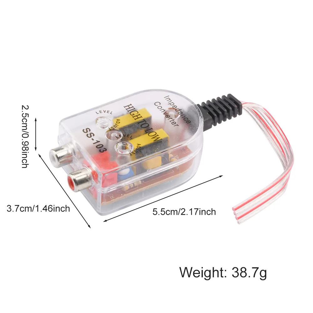 12V Car Audio High to Low RCA Line Subwoofer Audio Impedance Converter Low Audio Filter Audio Output