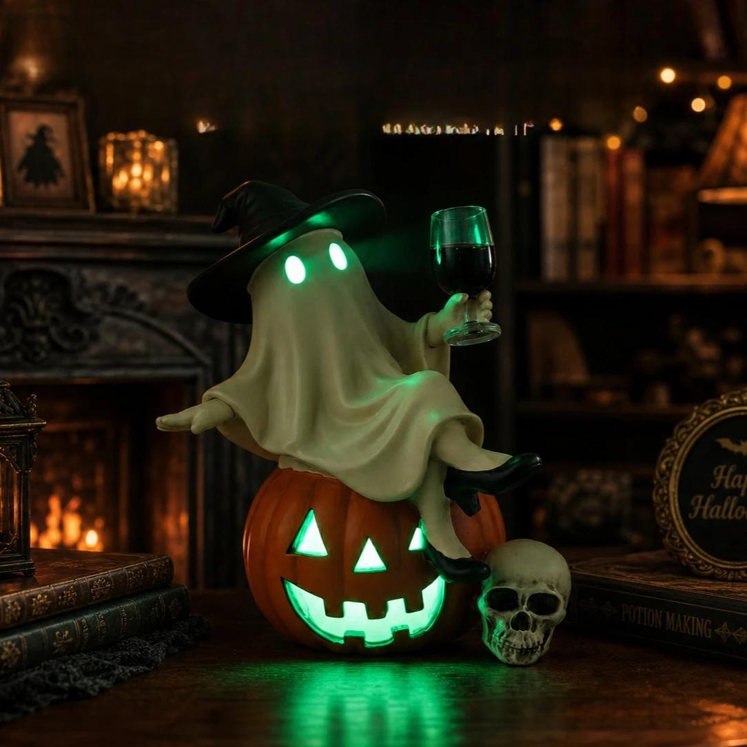 Halloween Ghost Pumpkin Luminous Ornament Creative Home Desktop Decoration Resin Ornament Crafts