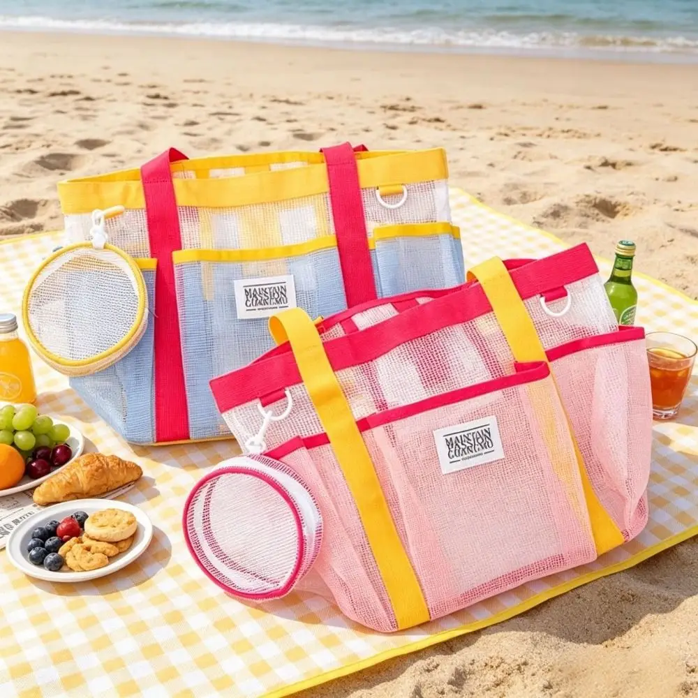 Durable Large Capacity Mesh Swim Bag Breathable Lightweight Beach Storage Bag Quick Dry Portable Shower Tote Bag Women