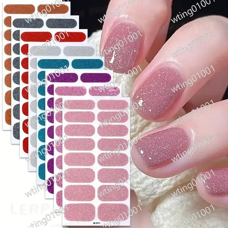 for Temu Solid Color Scallion Powder 16pcs Nail Oil Film Stickers DIY Manicure Adhesive Decals Long Lasting Easy Apply