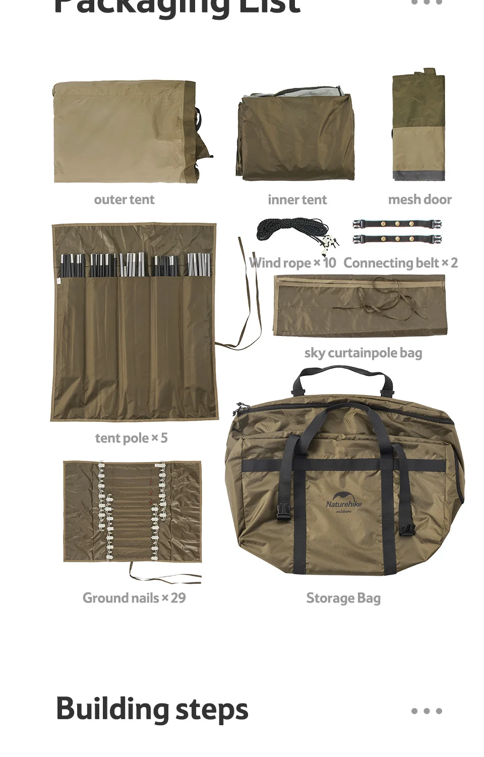 Naturehike Widder-Tunnelzelt, Camping, Outdoor, für 4–6 Personen, großes Raumzelt, 4-Jahreszeiten-Zelt, erweitertes Zelt, Familien-Reisezelt, wasserdicht – Detail 9