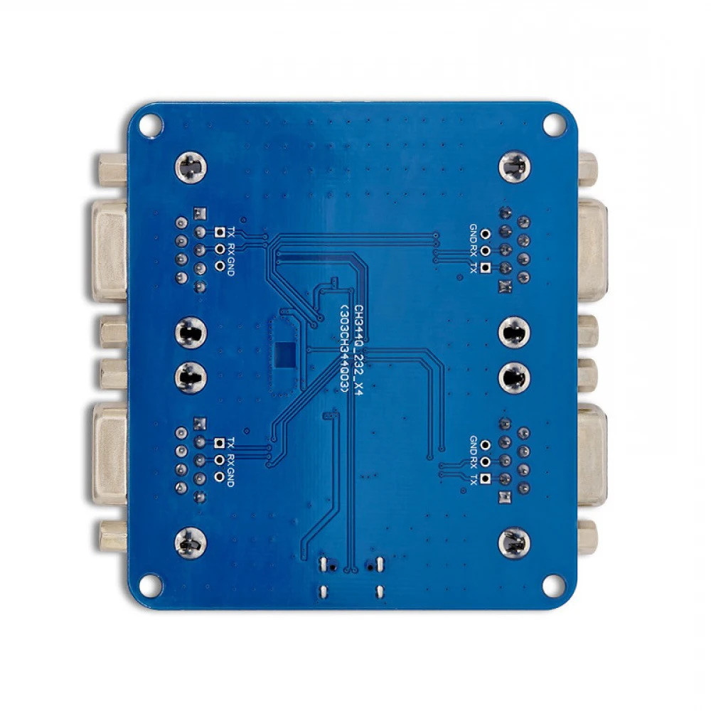 CH344Q USB to 4CH RS232 Full-Duplex Serial Converter, 1200bps-6Mbps, with 0.5A Fuse for Communication Module.