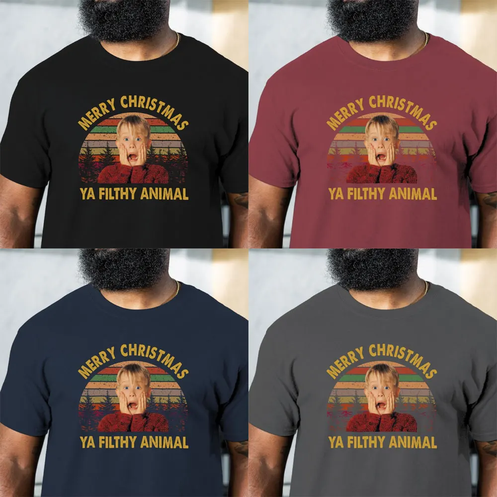 عيد ميلاد سعيد يا القذرة الحيوان الرجال الجرافيك تي شيرت مضحك المنزل وحده المحملة ريترو 90s عيد الميلاد فيلم أفضل كيفن مكاليستر هدية #1
