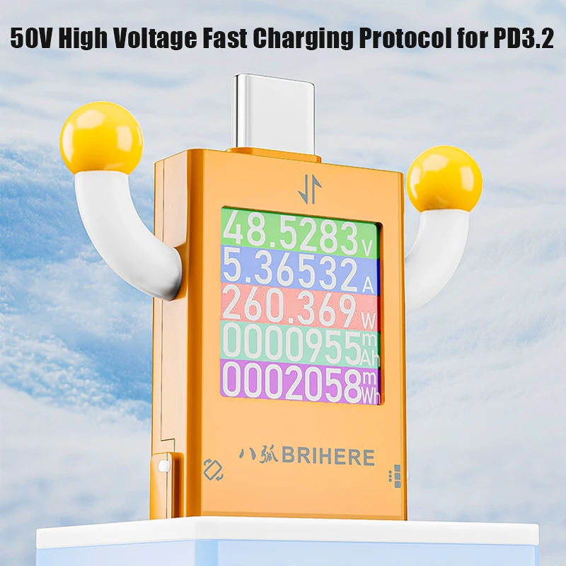 B10 DC 4.5-50V Type-c Multi-function Digital Display DC Voltage Ammeter Power Meter Cell Phone Charging Tester 600W 12A Max