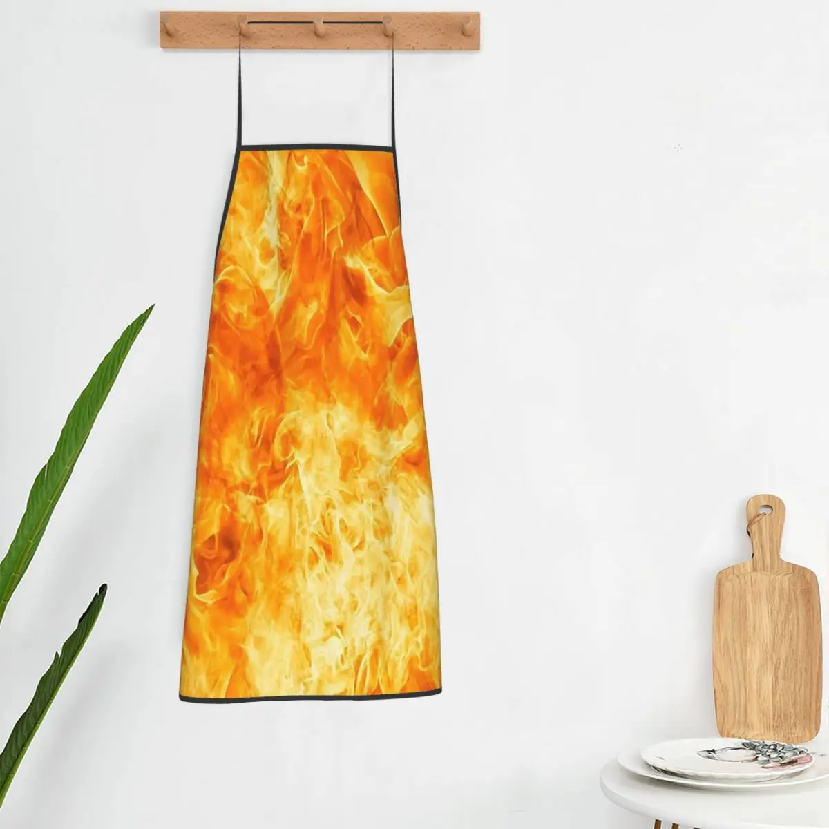 Fire Is Our Life Fire Is Our Strength Realistic Flame Apron Chef Cooking Baking Tablier Bib Kitchen Cleaning Pinafore Women Men