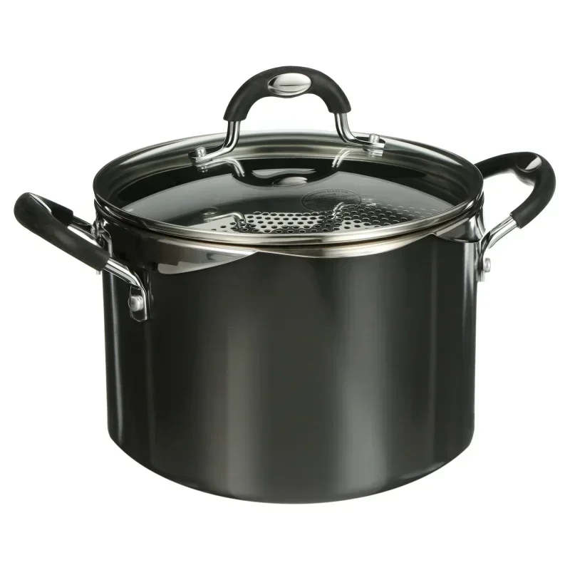 

6 Quart Lock and Drain Charcoal Gray Pasta Pot