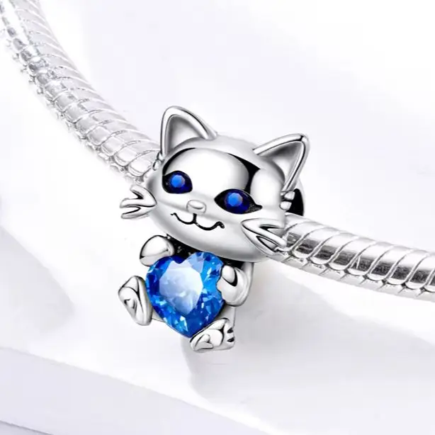 

Cat 925 Silver Bead For Woman Fit Original Charms Bracelet DIY For Lady Fine Jewelry
