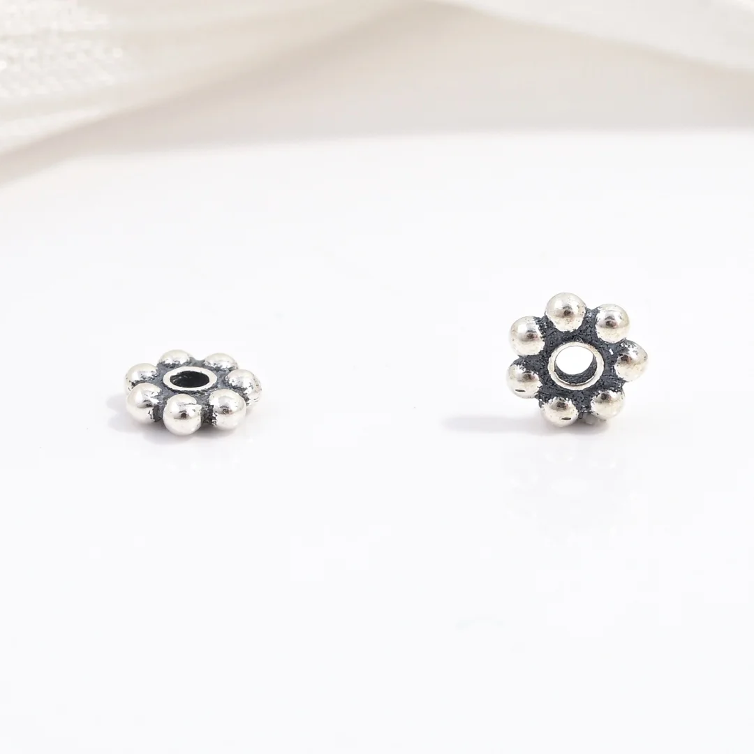 2PCS S925 Sterling Silver Retro Pattern Spacer Beads