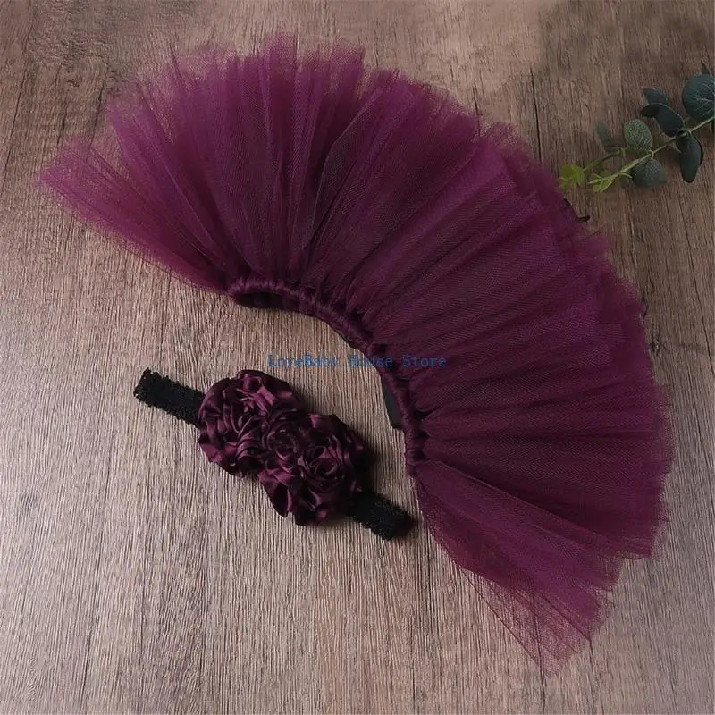 

BX0D Elegant Newborns Celebration Bowknot Tutu Skirt with Cosy Headband Photo Props for Various Event and Photoshoots