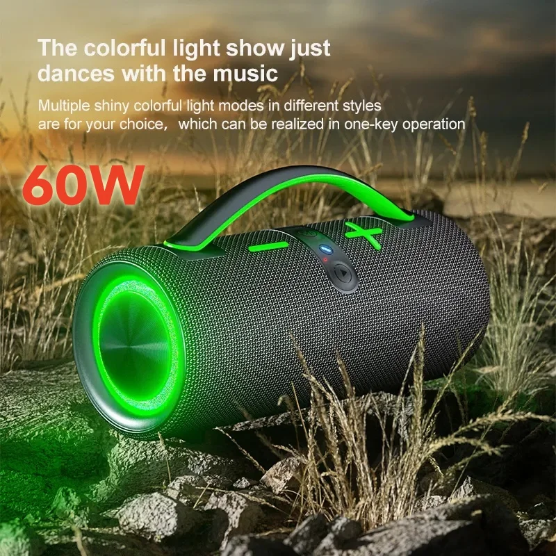 TWS Sound Box Outdoor Subwoofer Portable Wireless Bluetooth Speaker RGB Lights Waterproof Fabric Home Theater Party Use Audio