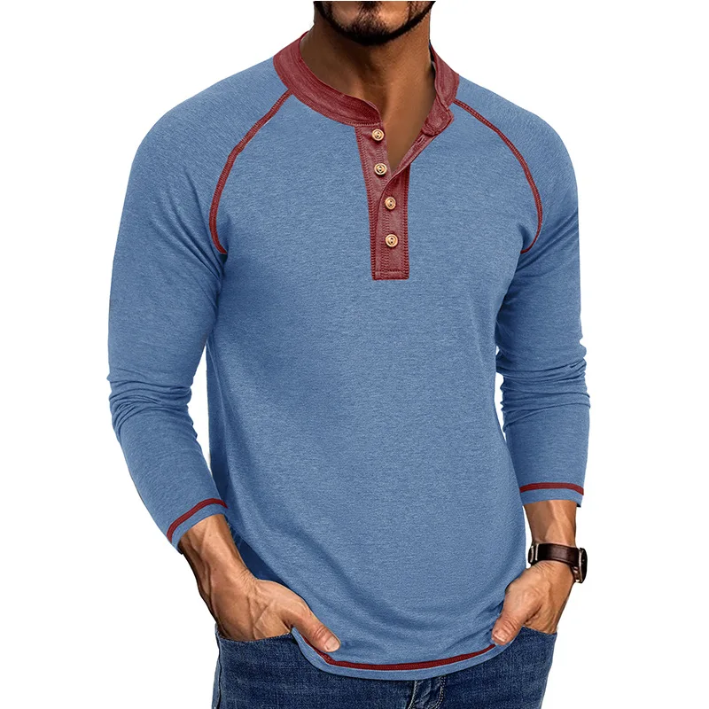 Men's Henley Long Sleeve T Shirt Men Casual Button Pullover Shirt Soft Stretch Lightweight Top for Men Spring Fall Everyday Wear