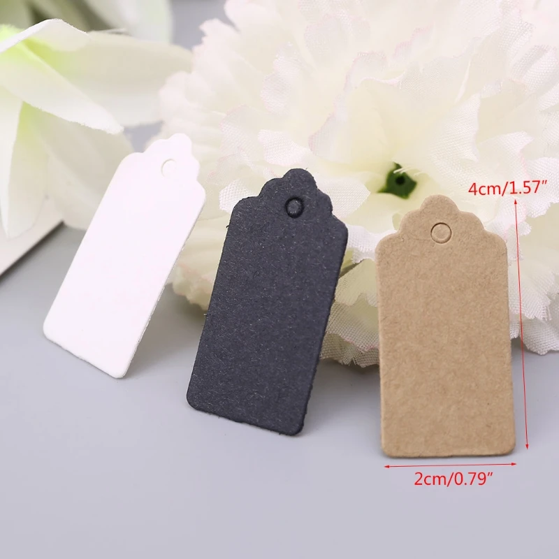 100pcs Vintage Kraft Paper Gift Hang Tags Jewelry Price Label Craft Decor 2x4cm