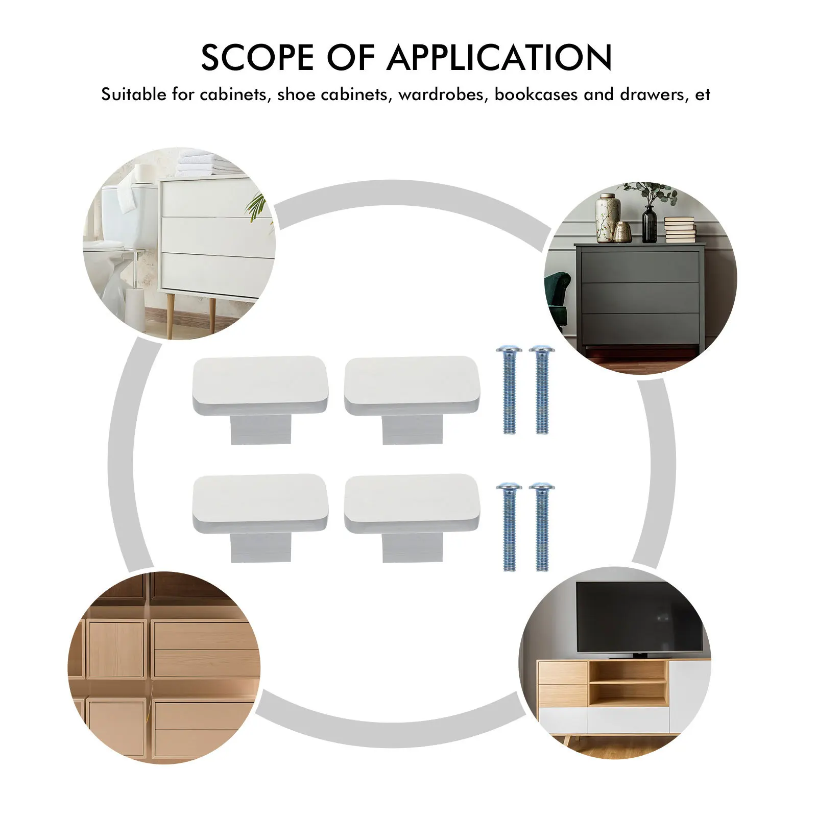 

4Pcs Cabinet Aluminum Knobs Square Drawer Handles Perfect Workmanship Comfortable Life Furniture Cabinet Aluminum Knobs