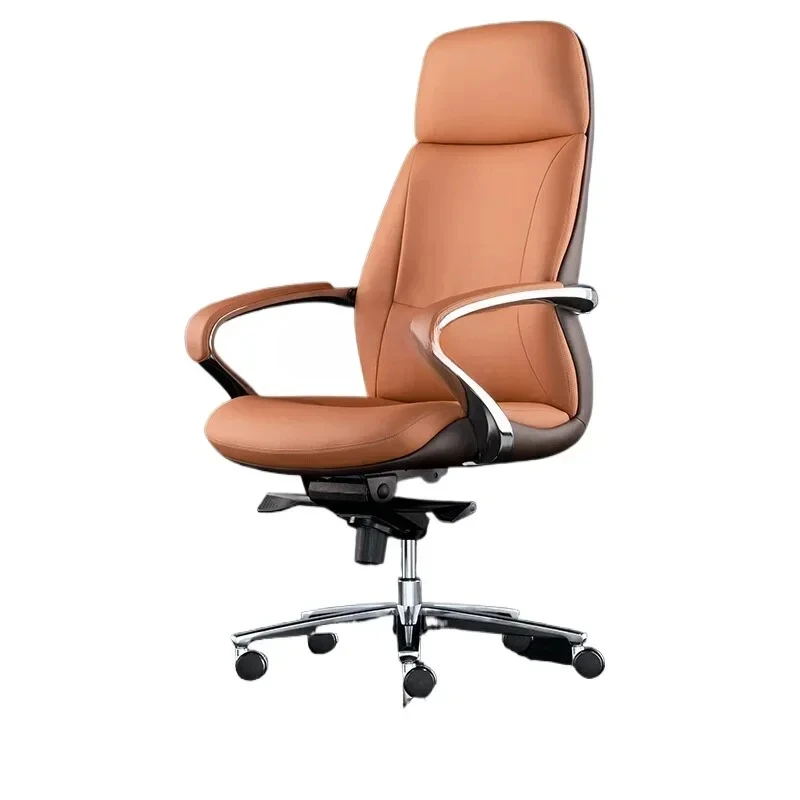 

Italian light luxury leather boss office chair comfortable computer study president cowhide class chair single sofa chair