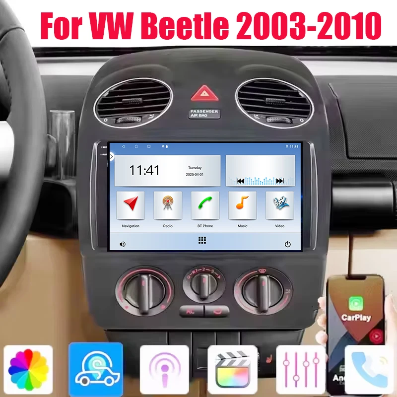 

9" Car Radio For VW Beetle 2003-2010 Stereo Wireless Apple Carplay Android 15 Auto GPS Camera Google Map WIFI 6+128GB Head Uni