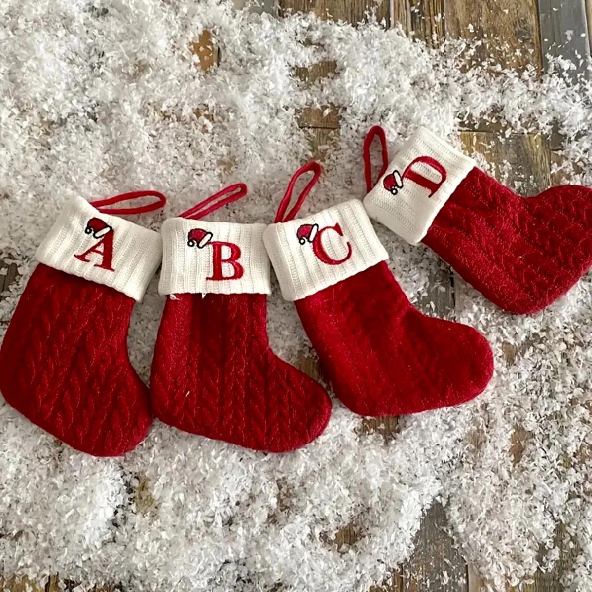 Christmas Letters Stocking Christmas Decor For Home 2024 Xmas Tree Pendant Red Gift Snowflake Socks Christmas Party Decors 2025