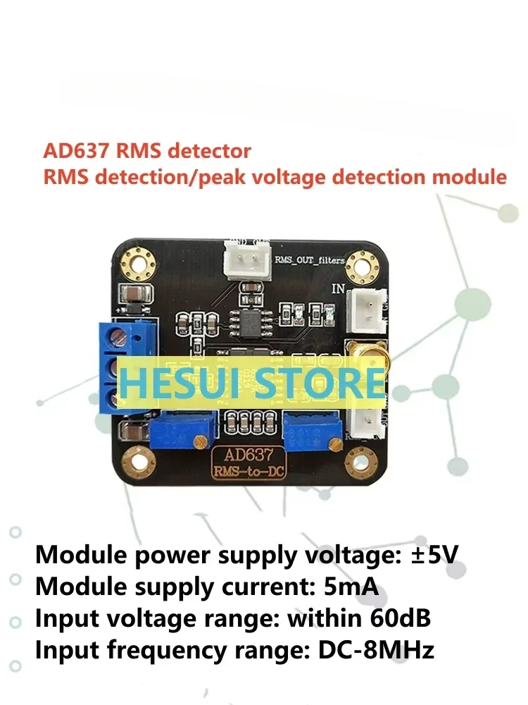 AD637 module -45dbm-30dBm 0-8MHz RMS-to-DC Converter module RMS detector Peak voltage detector AC signal data acquisition module