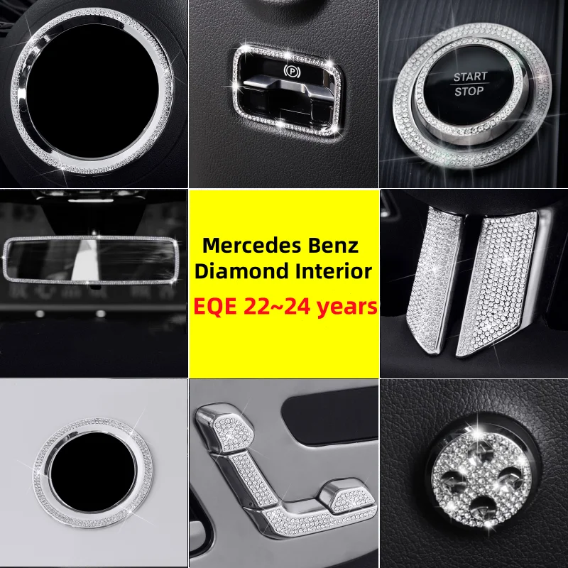 For Mercedes Benz 22~24 years EQE350 EQE500 EQE SUV Air Conditioner Vent Ring Central Control Knob Diamond Decorate Trim