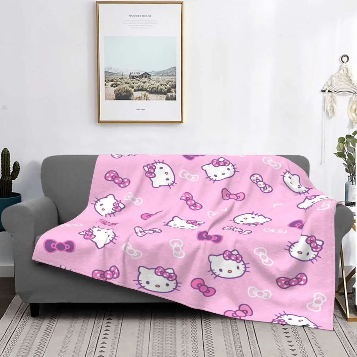 Ufficiale Hello Kitty rosa carino coperta copertura flanella coperta Ultra-morbida per copriletto da viaggio all\'aperto