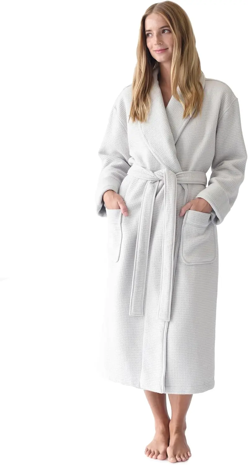 

Lightweight Waffle Bath Robe with Pockets - 40% Viscose from Bamboo Blend