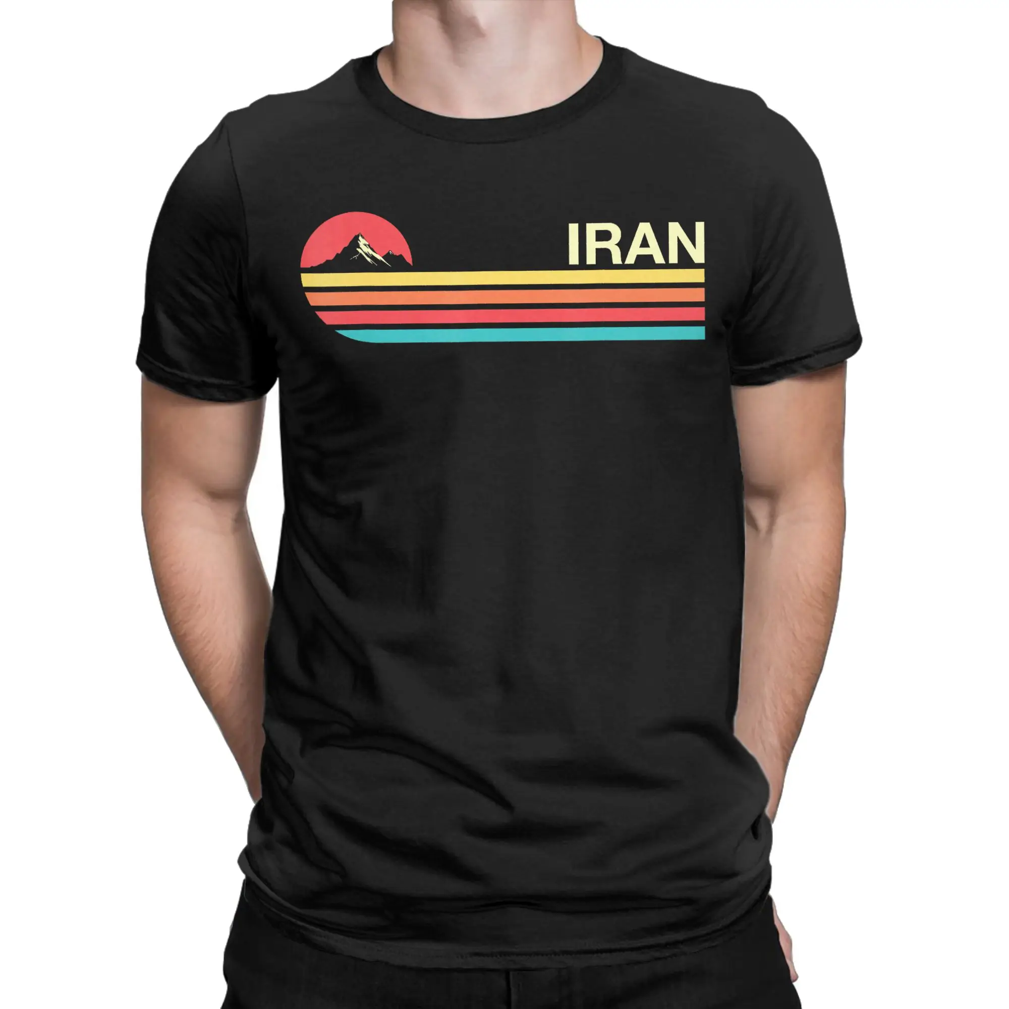 Men Iran Colorful Vintage Style T Shirts  100% Cotton Tops Novelty Short Sleeve Round Collar Tees Plus Size T-Shirt