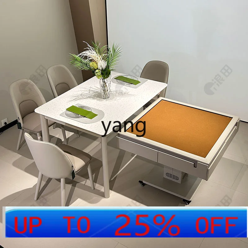 

CX with heating solid wood mahjong dining table dual-purpose household integrated long rice table and chairs
