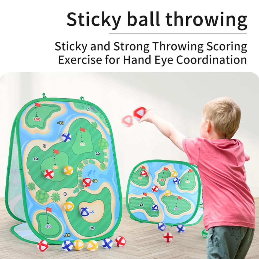 3 In 1 Outdoor Game Toy Set Kids Golf Chipping Game Mat Set Dart Target Mat With Golf Club Sticky Ball Golf Hitting Training Mat