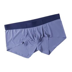 Sexy Men's Solid Ice Silk Skin-friendly Briefs Convex Pouch Shorts Breathable Comfortable Underpants Daily Thin Underwear