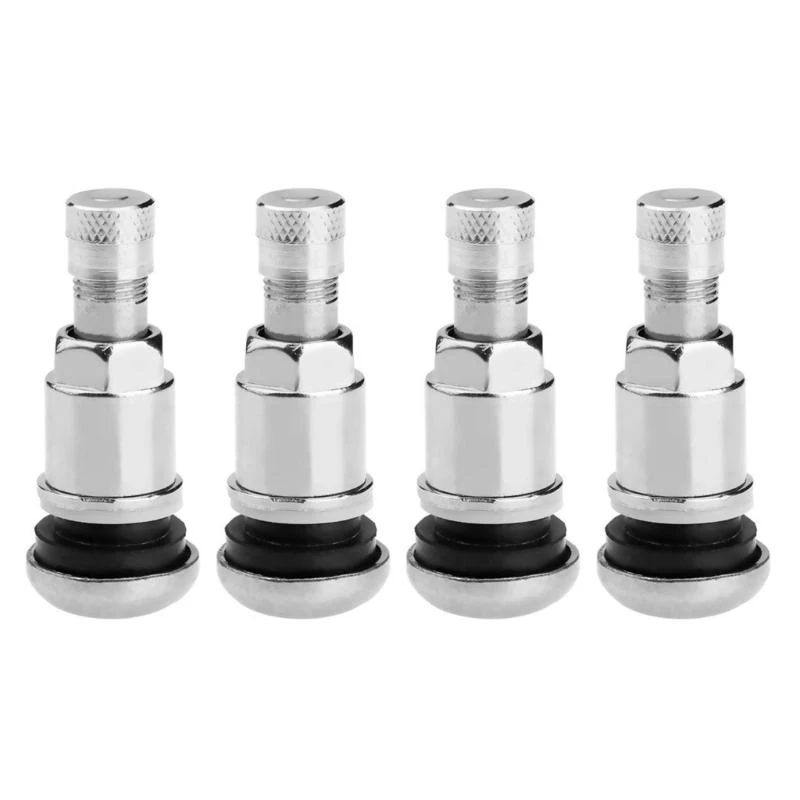

4-piece/set Stylish Metal Stems Car Tyre Valves Metal Heavy Duty Stainless Steel Accessories for Auto & Motorcycle Tires