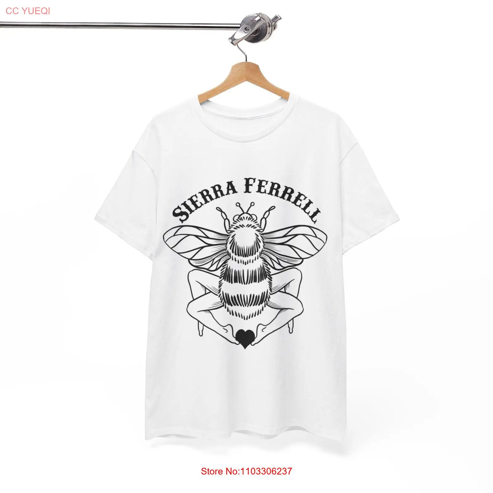 Футболка с надписью «Sierra ferrella», музыкальный постер с надписью «Merch Bee Love», тяжелая хлопковая футболка унисекс