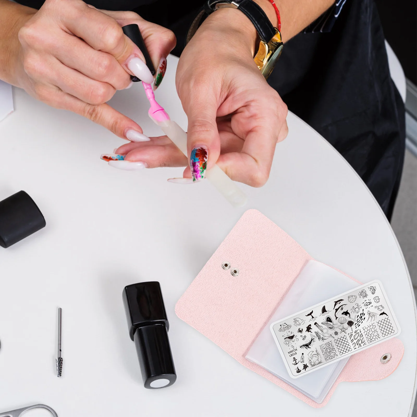 

1pc Nail Art Plates Bag Manicure Stamping Pouch 20 Slots Portable Storage Organizer For Nail Templates Holders