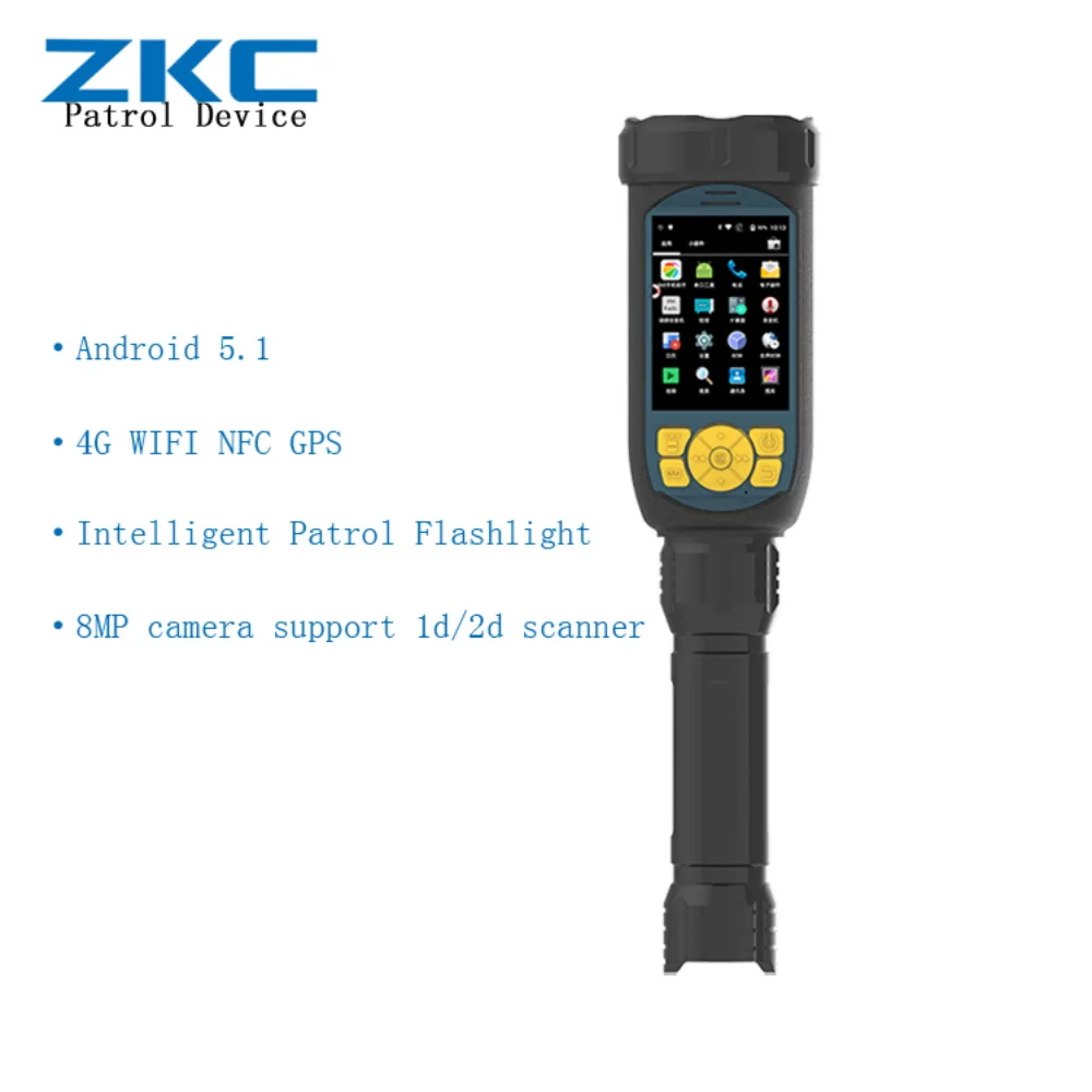 Intelligent Police Security LED Torch Flashlight Guidesman with Android 5.1 4G WiFi NFC GPS For Security Railways