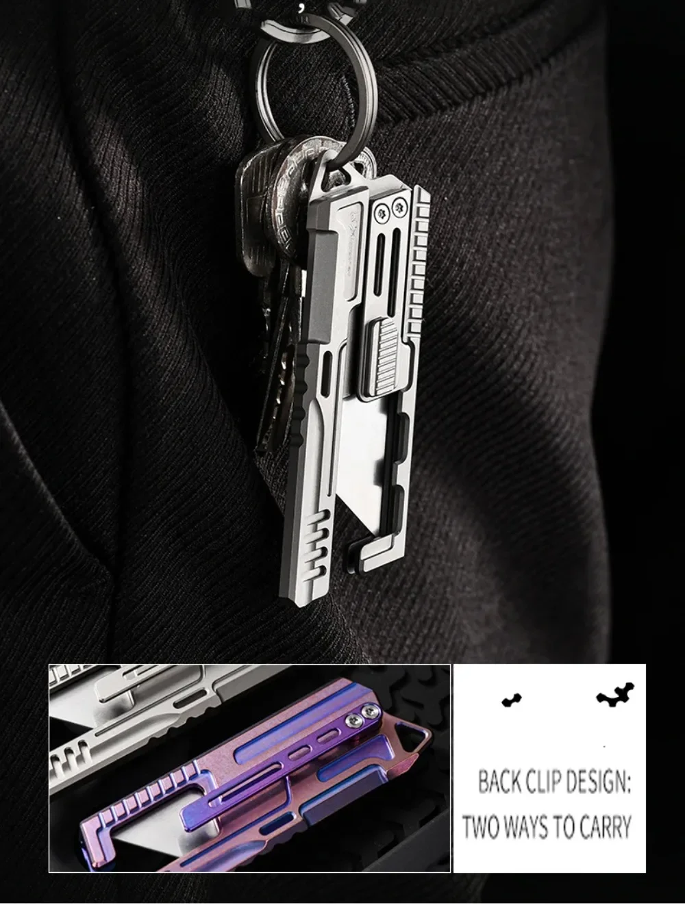 BHBT Titanium alloy Utility Knife Multitool Outdoor Camping Knife Portable Open Box Knife Gift 10pcs Interchangeable SK5 Blades