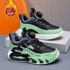 Детские зимние босиком, маленькие/большие/детские кроссовки с широким носком, теплые детские кроссовки на подкладке из искусственного меха на липучке, детская обувь