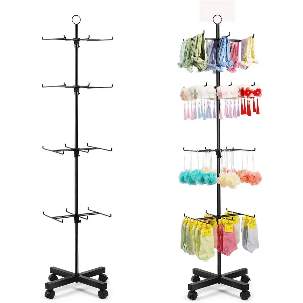 Rotating Display Stand 4 Tier Spinning Display Stand for Crat, lry, Keychain, Earring Adjustable Height Retail Display Racks (Bl