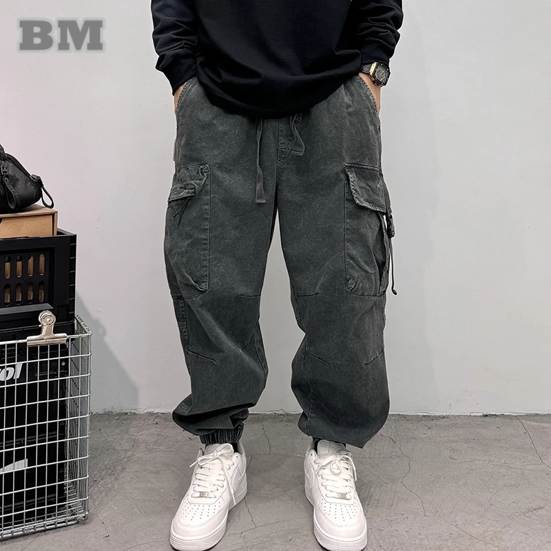 Japanese Streetwear High Quality Tactical Cargo Pants Men Harajuku Plus Size Casual Joggers Fashion Baggy Trousers Work Wear