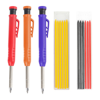 Solid Carpenter Pencil Set with 7 Refill Leads Built-in Sharpener Deep Hole Mechanical Pencil Marker Tool Woodworking Marker Set