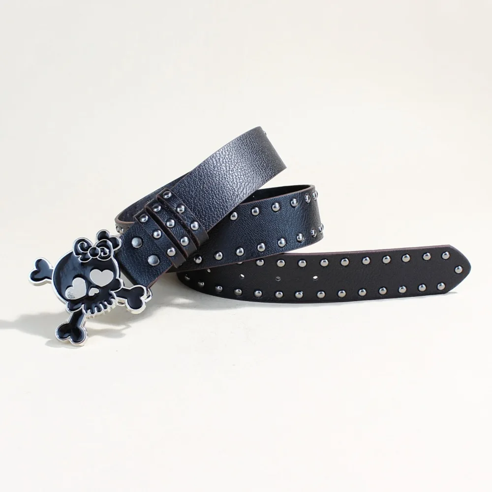 Cinture punk di design per donna Marchio di lusso di alta qualità Fibbia con teschio Vita unisex Cintura da uomo nera da strada Cintura per jeans Y2K
