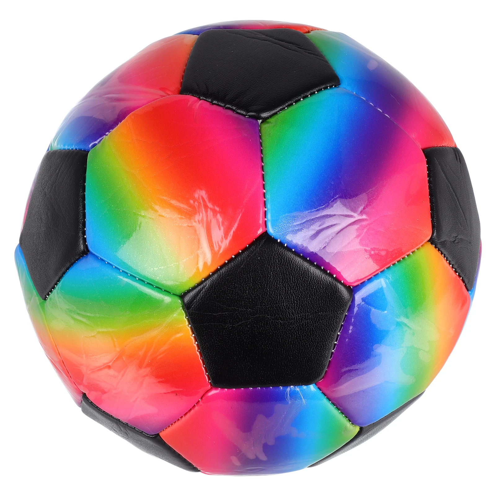 Ballon gonflable coloré de Football arc-en-ciel de 21.5Cm, ballon d'entraînement à haute élasticité pour aire de jeux, sport, léger et amusant