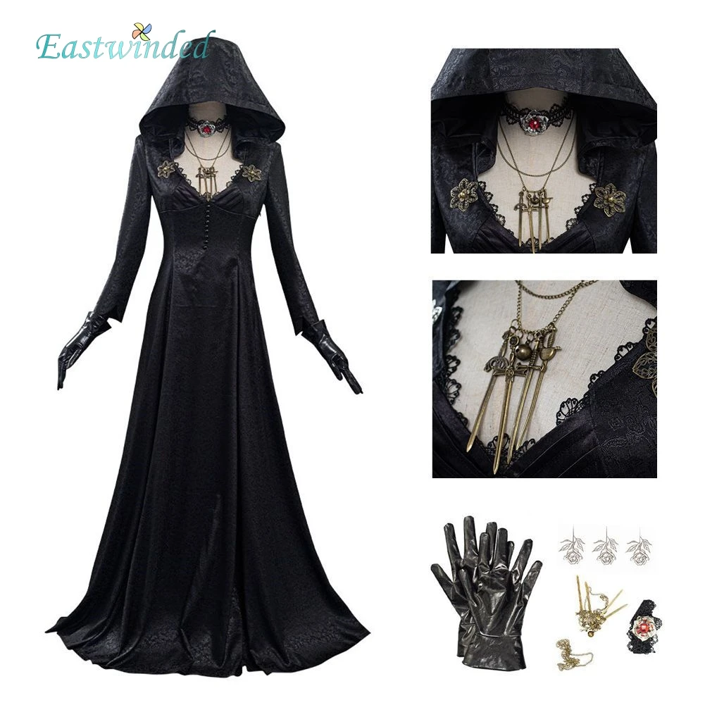 Evil Resident Village Cosplay Costume Village Moth Lady Evil Vampire Lady Dress Dimitrescu Fantasy Costume Carnival Party Suit