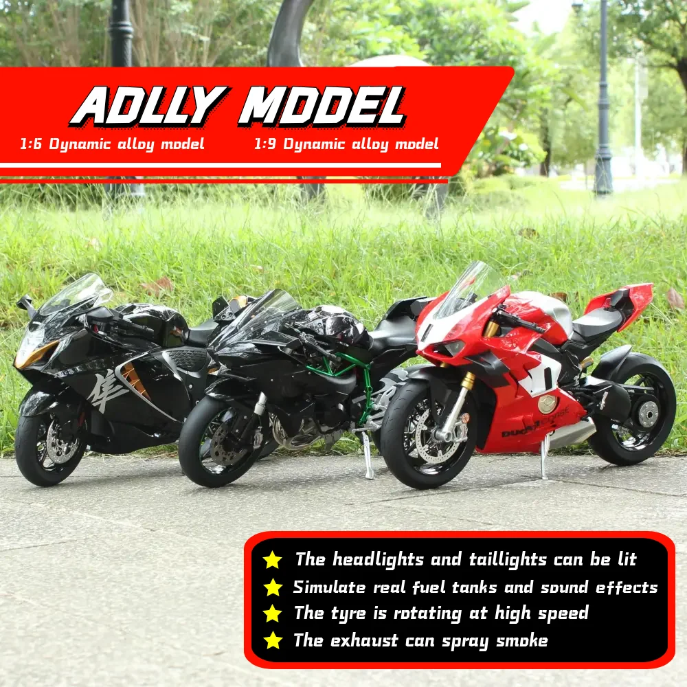 

1:6 Scale Model of Motorcycle with Spray Function and Sound Effects Toy Made of Alloy