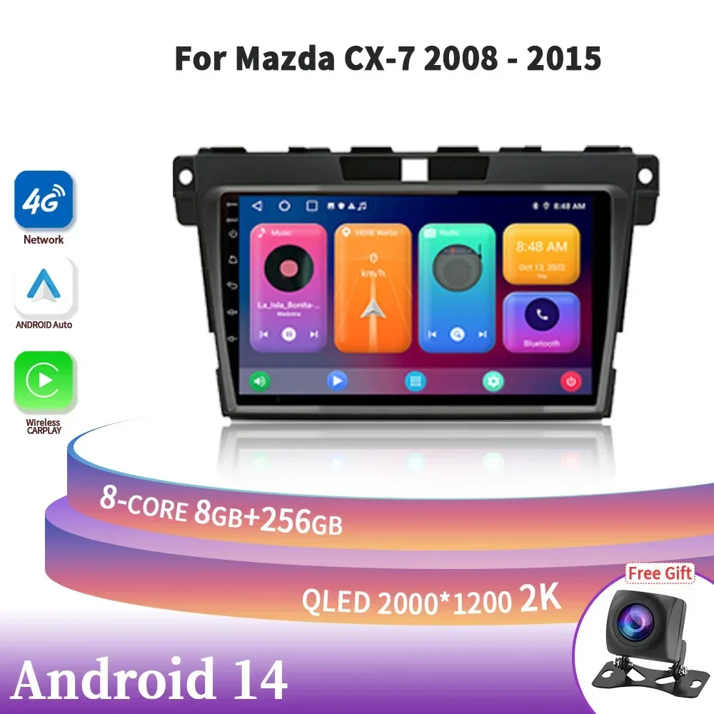 

Android 14 For Mazda CX-7 2008-2015 Car Radio Central Multimedia Navigation Wireless Carplay Stereo Head Unit Screen 2DIN GPS