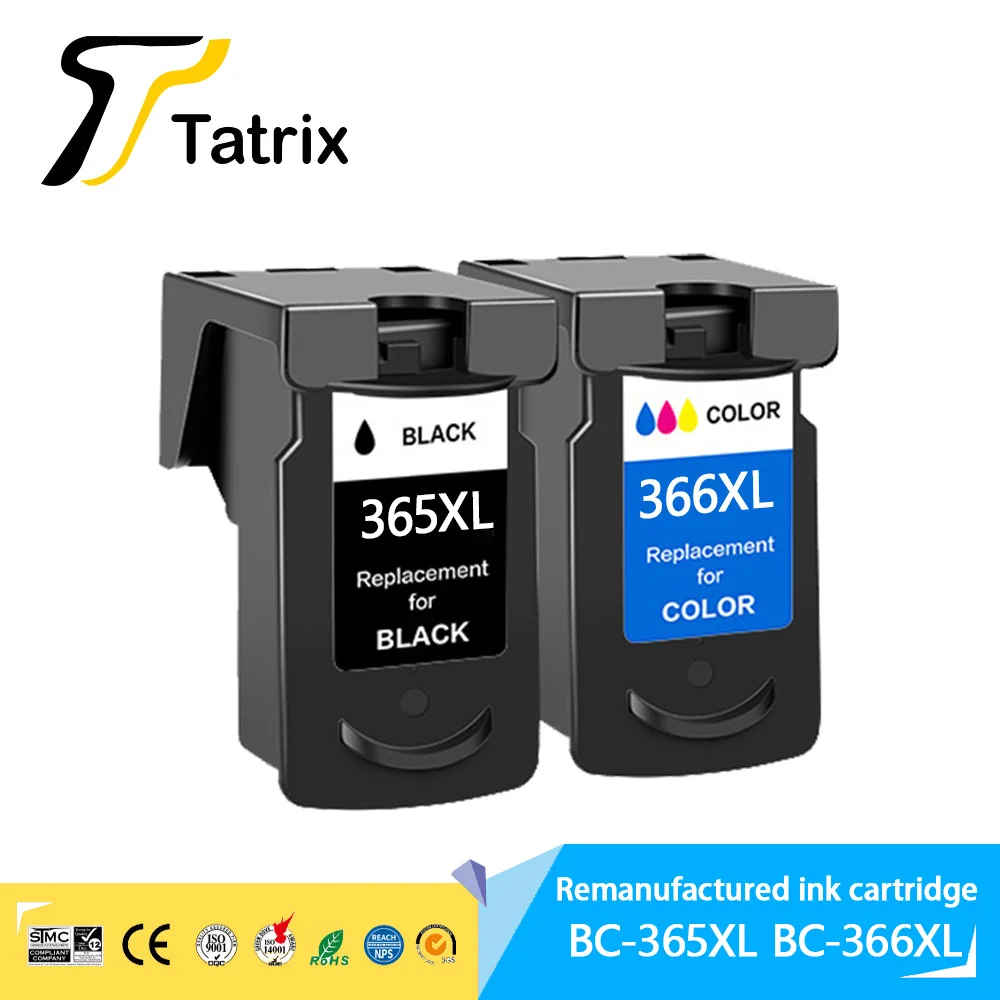 Tatrix BC-365 CL-366 BC365XL BC366XL BC 365 BC 366 Remanufactured Inkjet Ink Cartridge for Canon PIXUS TS3530 Printer