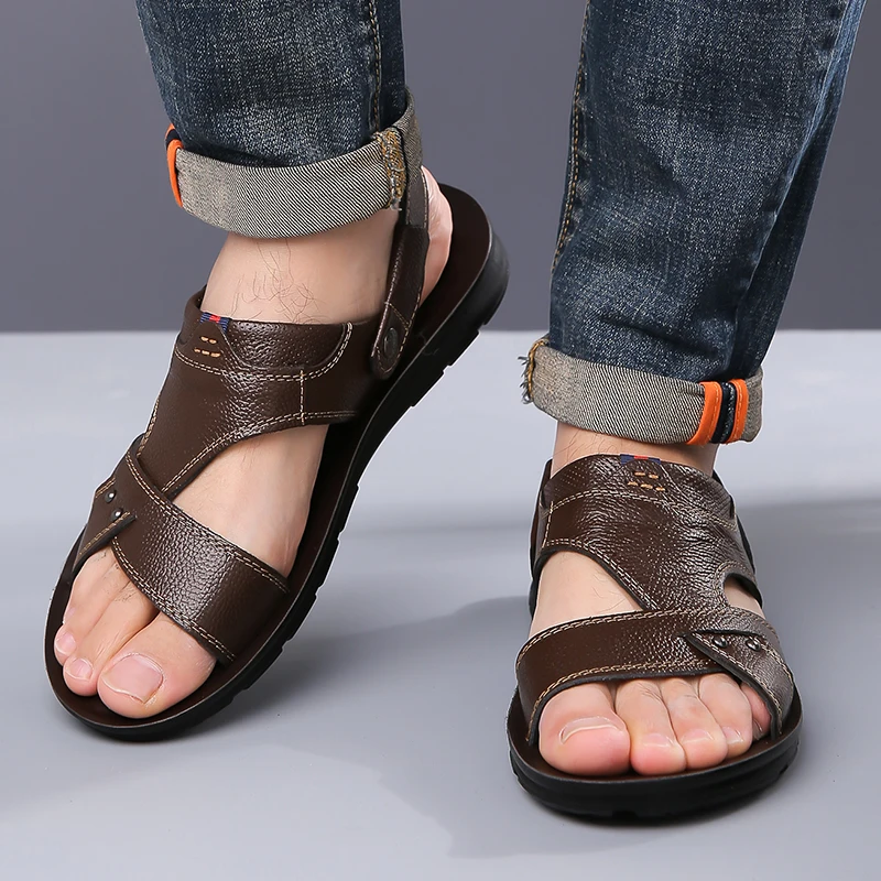 Men's Summer Outdoor Sandals Double Use Comfortable Casual Slip-On Anti-Slip Soft Sole Breathable Wear-Resistant Beach Shoes1884