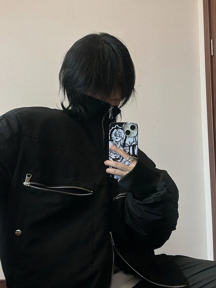 

Vintage American Sle Men's Cotton Jaet Winter Coat Baseball Collar Workwear Outerwear Thiened Polyester Warmth