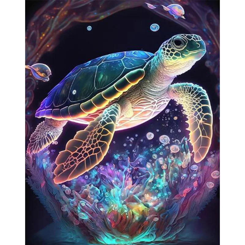 

AB Diamond Diamond Painting A large sea turtle on the colorful bottom of the sea Embroidery Kit Wall Decoration Hanging Painting