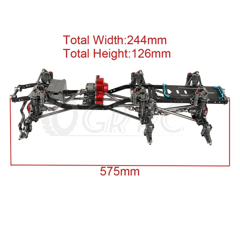 Rama podwozia samochodu RC ze stopu metali 6x6 z portalem przedniej środkowej tylnej osi Skrzynia biegów do części samochodowych Axial SCX10 II 1/10